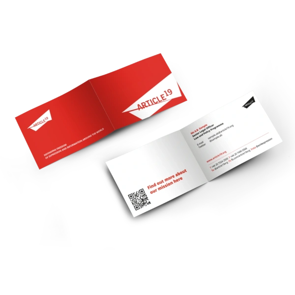 Article 19 Folded Business Card